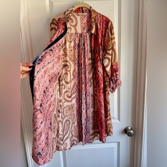 Soft Surroundings Long Flowy Blouse Boho Tunic Beach Coverup Casual Summer Top M - Picture 11 of 12